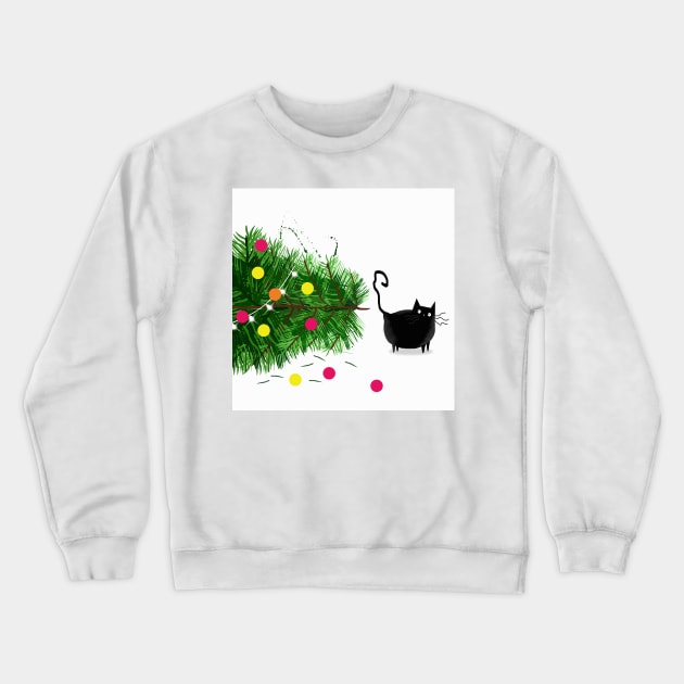 Black Cat Christmas Crewneck Sweatshirt by Scratch